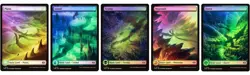 MTG FOIL TAKIR DRAGONSTORM TDM - FULL ART BASIC LAND - ONE OF EACH - 5 TOTAL - Image 1