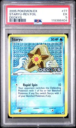 2005 POKEMON EX DEOXYS #77 STARYU-REVERSE FOIL PSA 5 - Image 1