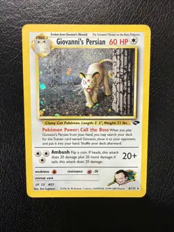 Pokemon TCG Giovanni's Persian 8/132 Gym Challenge Unlimited Holo MP - Image 1