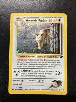 Pokemon TCG Giovanni's Persian 8/132 Gym Challenge Unlimited Holo MP - Image 2