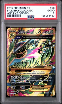 2015 POKEMON XY ANCIENT ORIGINS #98 FULL ART/M RAYQUAZA EX PSA 2 - Image 1