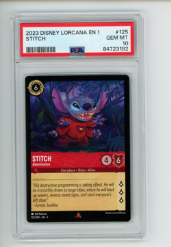 2023 Disney Lorcana EN 1 Stitch Abomination 124/204 The First Chapter PSA 10 - Image 1