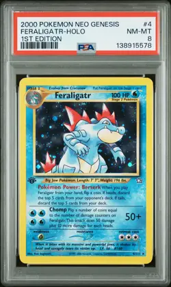 2000 POKEMON NEO GENESIS 1ST ED #4 FERALIGATR-HOLO PSA 8 - Image 1