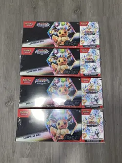 Pokemon Prismatic Evolutions Sam’s Club Surprise Box Booster Bundle Lot Of 4! - Image 1