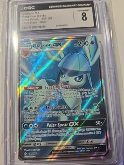Pokemon TCG Glaceon GX Ultra Prism 141/156 Full Art Ultra Rare CGC 8 NM/MT - Image 1