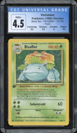 1999 Pokemon GERMAN 1st Edition Base Set Bisaflor-Venusaur Holo 15/102 CGC 4.5 - Image 1
