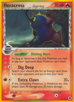 Heracross δ 3/101 Rare Holo | Dragon Frontiers | Pokemon Card - Image 1