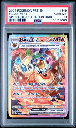 2025 POKEMON PRE EN-PRISMATIC EVOLUTIONS #146 FLAREON EX PSA 10 - Image 1