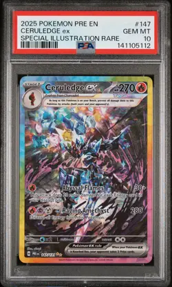 2025 POKEMON PRISMATIC EVOLUTIONS SPECIAL ILLUSTRATION RARE CERULEDGE EX PSA 10 - Image 1