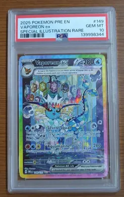 2025 Pokemon Prismatic Evolutions Special Illustration #149 Vaporeon Ex PSA 10 - Image 1
