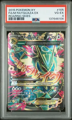 2015 POKEMON XY ROARING SKIES #105 FULL ART/M RAYQUAZA EX PSA 4 - Image 1