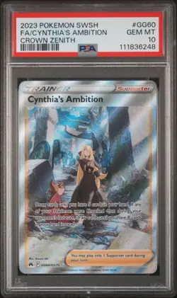 Cynthia's Ambition GG60 PSA 10 MINT Pokemon Sword Shield Crown Zenith Full Art - Image 1