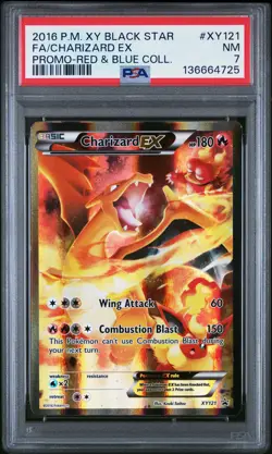 2016 POKEMON XY BLACK STAR PROMO RED & BLUE COLL FULL ART/CHARIZARD EX PSA 7 - Image 1