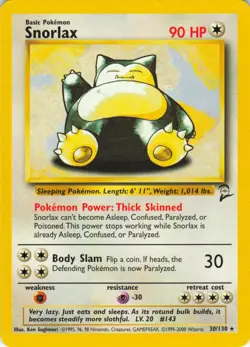 Snorlax - 30/130 Base Set 2 - WOTC Unlimited - Pokemon TCG - 2000 - Image 1