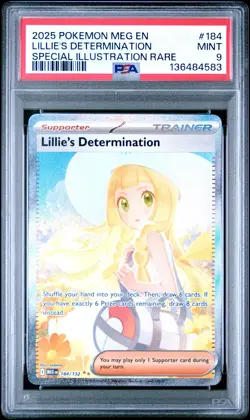 2025 Pokemon Mega Evolution Base #184 SIR Lillie's Determination PSA 9 Mint 4583 - Image 1