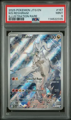 2025 POKEMON JTG EN-JOURNEY TOGETHER ILLUSTRATION RARE #167 N'S RESHIRAM PSA 9 - Image 1