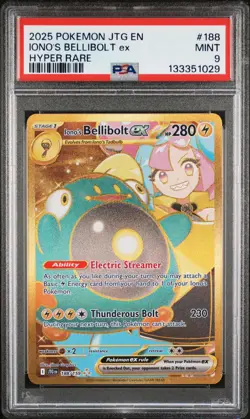 2025 POKEMON JTG EN-JOURNEY TOGETHER HYPER RARE #188 IONO'S BELLIBOLT EX PSA 9 - Image 1