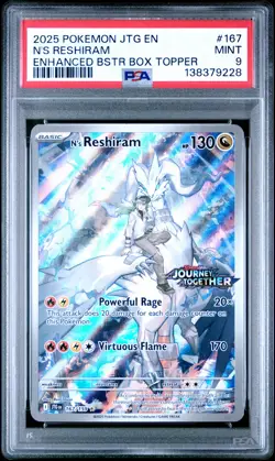 2025 POKEMON JTG EN-JOURNEY TOGETHER #167 N'S RESHIRAM PSA 9 - Image 1
