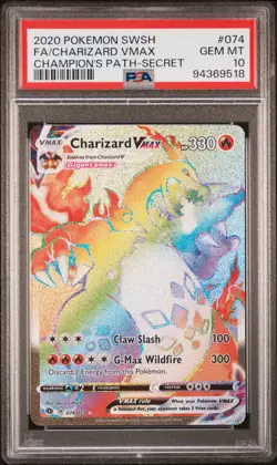 2020 POKEMON SWORD & SHIELD CHAMP'S PATH SECRET FULL ART/CHARIZARD VMAX PSA 10 - Image 1