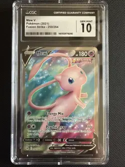 CGC 10 Mew V 250/264 SWSH Fusion Strike Full Art Pokemon TCG - Image 1