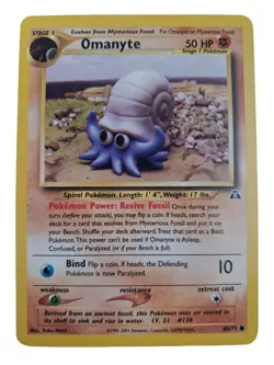 Omanyte 60/75 Neo Discovery Pokemon Card Non Holo Vintage WOTC 2001 Fossil NM - Image 1
