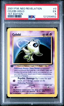 2001 Pokemon New Revelation 1st Ed #3 CELEBI Holo PSA 5 EX - Image 1