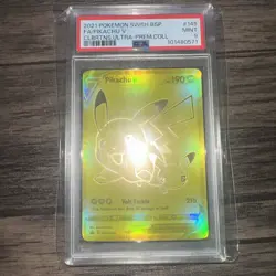 2021 POKEMON SWSH BLACK STAR PROMO #145 FULL ART/PIKACHU V PSA 9 - Image 1