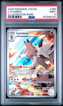 2025 POKEMON JTG EN-JOURNEY TOGETHER ILLUSTRATION RARE #166 LYCANROC PSA 9 - Image 1