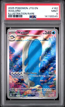 2025 POKEMON JTG EN-JOURNEY TOGETHER ILLUSTRATION RARE #162 WAILORD PSA 9 - Image 1