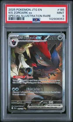 2025 POKEMON JTG EN-JOURNEY TOGETHER #185 N'S ZOROARK EX PSA 9 - Image 1