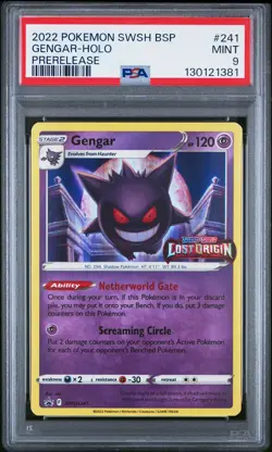 2022 POKEMON SWSH BLACK STAR PROMO PRERELEASE #241 GENGAR-HOLO PSA 9 - Image 1