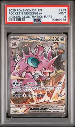 2025 POKEMON SV10 DESTINED RIVALS TEAM ROCKET'S NIDOKING EX #233 HOLO SIR PSA 9 - Image 1