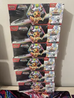 6x Pokemon Prismatic Evolutions Surprise Box and Booster Bundle SEALED! - Image 1