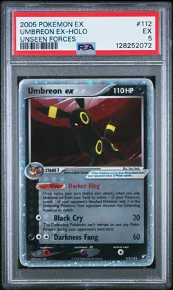 2005 POKEMON EX UNSEEN FORCES UMBREON EX-HOLO #112 PSA 5 - Image 1