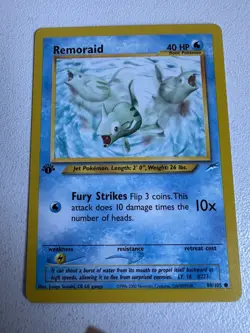Remoraid 1st Edition 80/105 Neo Destiny WOTC Vintage Pokemon - Image 1