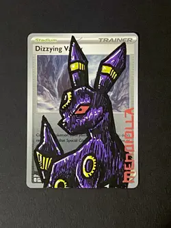 Pokemon Umbreon Custom Painted Card By Mendiolla 1/1 - Image 1