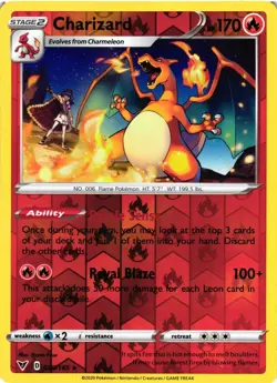 Pokemon TCG Charizard Reverse Holo Rare SWSH04: Vivid Voltage 025/185 NM - Image 1