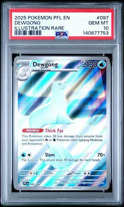 2025 POKEMON PFL EN-PHANTASMAL FLAMES ILLUSTRATION RARE #097 DEWGONG PSA 10 - Image 1