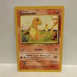 Pokemon Charmander 50 HP 46/102 Base Set Shadowless Unlimited Regular Card - Image 1