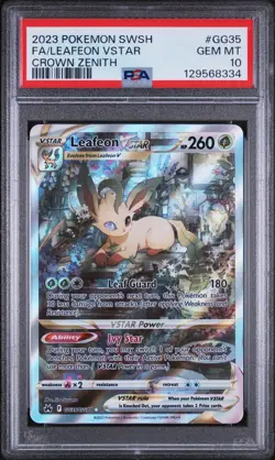 Pokemon 2023 Leafeon VSTAR GG35/GG70 Crown Zenith Ultra Rare Holo PSA 10 - Image 1