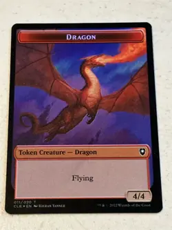 mtg foil token Dragon // Treasure, 011/017, Baldur's Gate, unplayed - Image 1