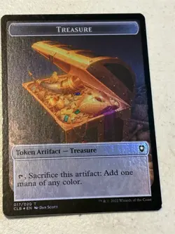 mtg foil token Dragon // Treasure, 011/017, Baldur's Gate, unplayed - Image 2