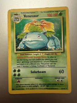 Pokemon TCG Venusaur Holo 15/102 Base Set Rare 1999 Mitsuhiro Arita - Image 1