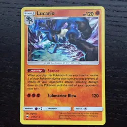 Lucario 71/147 Pokemon Burning Shadows Sun & Moon Holo Rare Card NM - Image 1