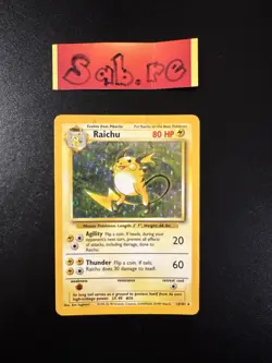 HP Condition Raichu Holo Rare Base Set 14/102 Pokemon Card - Image 1