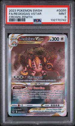 2023 POKEMON SWORD & SHIELD CROWN ZENITH #GG55 FULL ART/REGIGIGAS VSTAR PSA 9 - Image 1