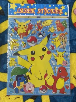 Pokemon Holo Pikachu Vintage Sticker Sheet Pocket Monsters Vending Machine 1998 - Image 3