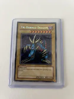 Tri-Horned Dragon LOB-E000 Secret Rare 1st Edition Yu-Gi-Oh Mint+ - Image 2