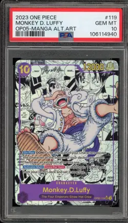 One Piece CCG Monkey.D.Luffy Manga Alternate Art OP05-119 PSA 10 Gem Mint - Image 1
