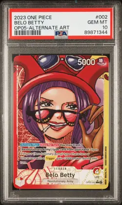 One Piece OP05-002 Belo Betty Leader Alt Art English PSA 10 Awakening of New Era - Image 1